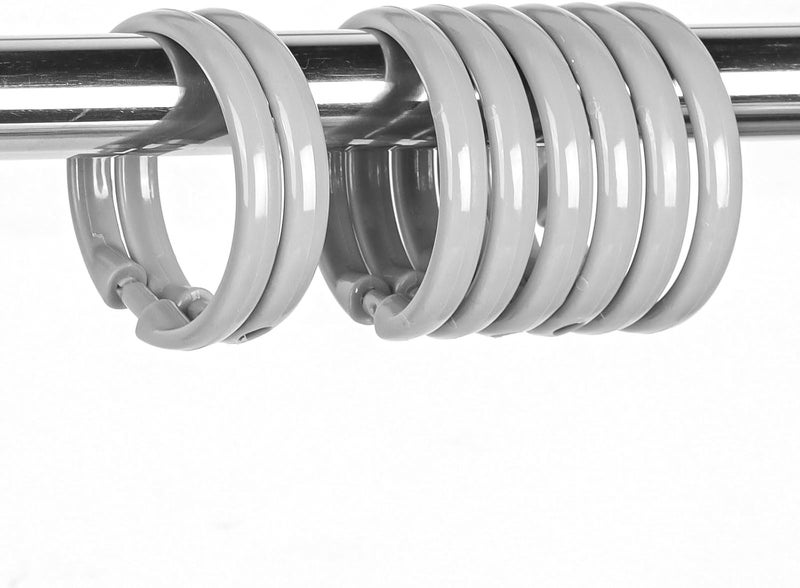 Qulable Grey Shower Curtain Hooks Rings, 12 Pcs Circular Plastic Shower Curtain Rings for Bathroom, Plastic Shower Curtain Hooks for Shower Curtain Rod, Shower Hooks Rings for Shower Curtain - Image 1