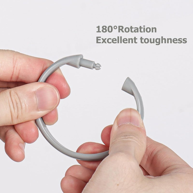 Qulable Grey Shower Curtain Hooks Rings, 12 Pcs Circular Plastic Shower Curtain Rings for Bathroom, Plastic Shower Curtain Hooks for Shower Curtain Rod, Shower Hooks Rings for Shower Curtain - Image 3