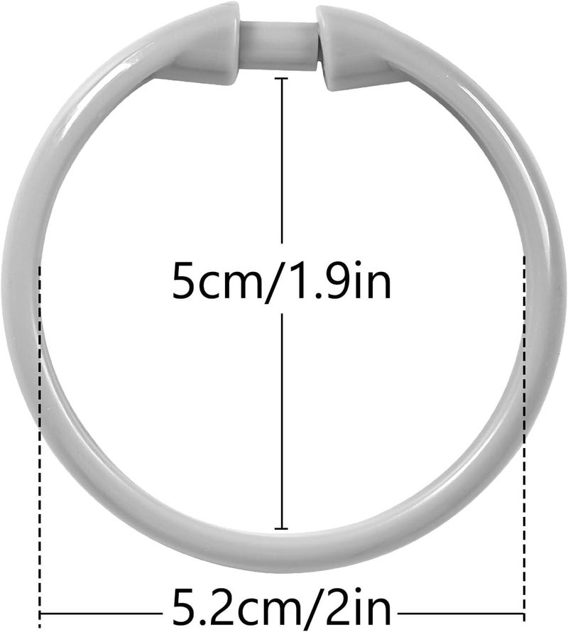 Qulable Grey Shower Curtain Hooks Rings, 12 Pcs Circular Plastic Shower Curtain Rings for Bathroom, Plastic Shower Curtain Hooks for Shower Curtain Rod, Shower Hooks Rings for Shower Curtain - Image 5