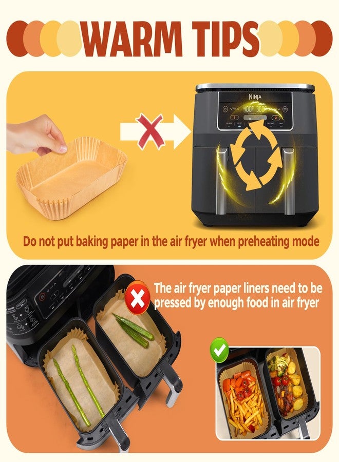 ReLuien Air Fryer Liners Disposable, Rectangular Parchment paper for Ninja 2-Basket Air Fryer, 125Pcs Natural Ninja Dual Airfryer Liners, Greaseproof Air Fryer Liners for Ninja DZ201, DZ401, FG551 - Image 4