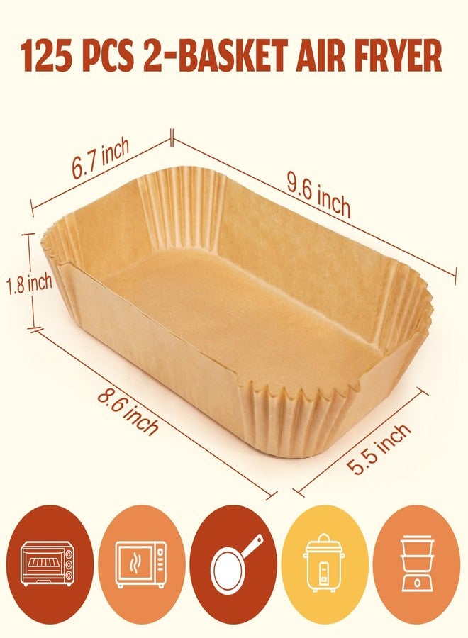 ReLuien Air Fryer Liners Disposable, Rectangular Parchment paper for Ninja 2-Basket Air Fryer, 125Pcs Natural Ninja Dual Airfryer Liners, Greaseproof Air Fryer Liners for Ninja DZ201, DZ401, FG551 - Image 2