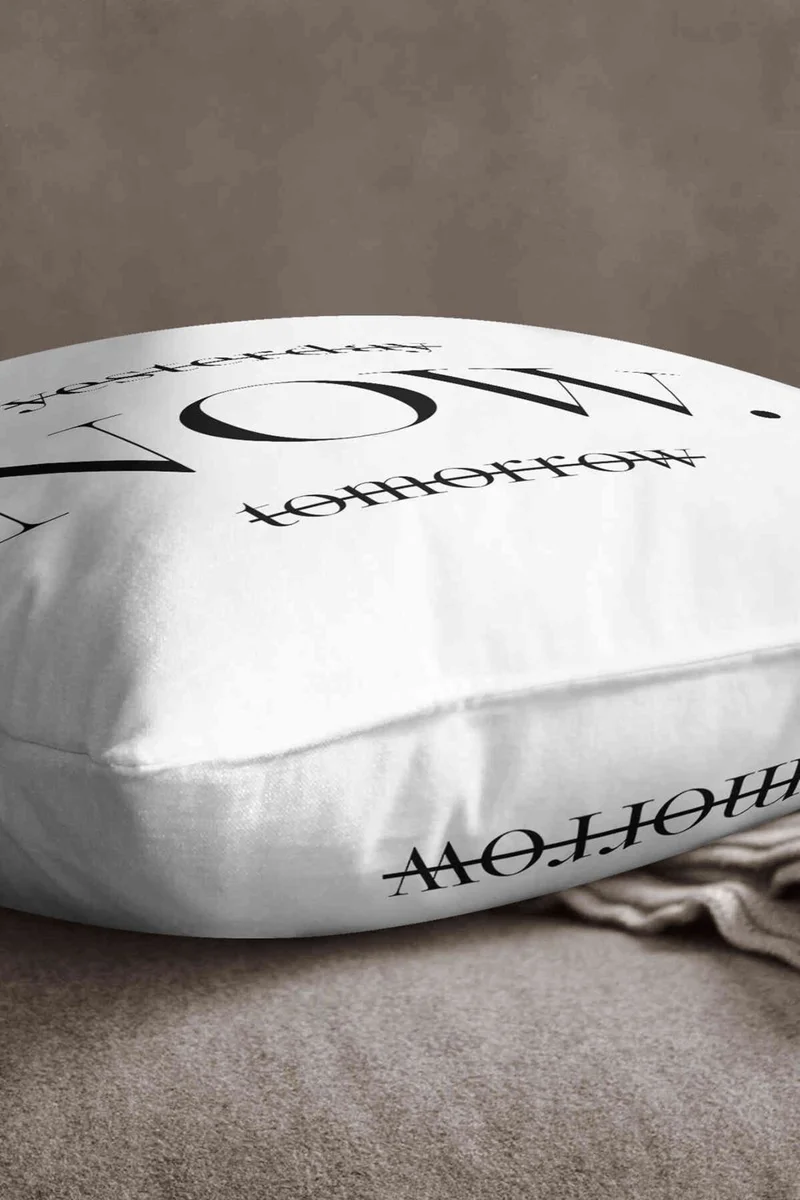 كانغو هوم Velvet Babyface White Black Modern Yesterday Now Tomorrow Written Decorative Throw Cover - CGH280