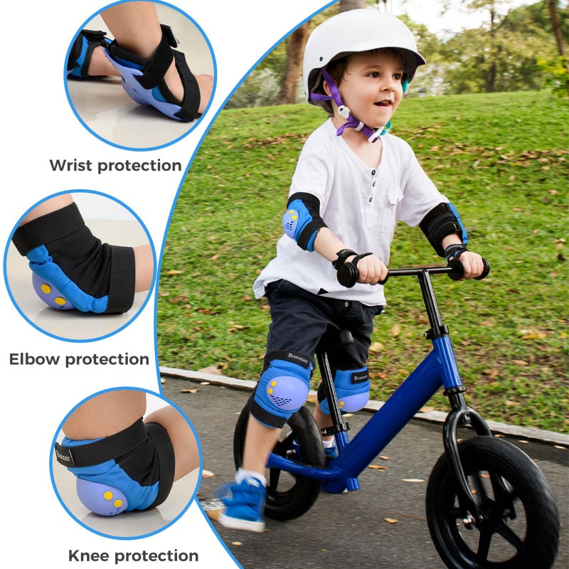 BOSONER Kids/Youth Knee Pads Elbow Pads Wrist Guards Set for 3-15 Years, Child Protective Gear Set for Roller Skates, Cycling, BMX Bike, Skateboard, Inline Skating, Scooter Riding Sports - Image 2