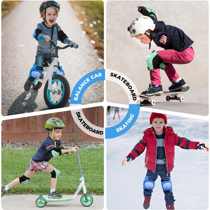 BOSONER Kids/Youth Knee Pads Elbow Pads Wrist Guards Set for 3-15 Years, Child Protective Gear Set for Roller Skates, Cycling, BMX Bike, Skateboard, Inline Skating, Scooter Riding Sports - Image 5