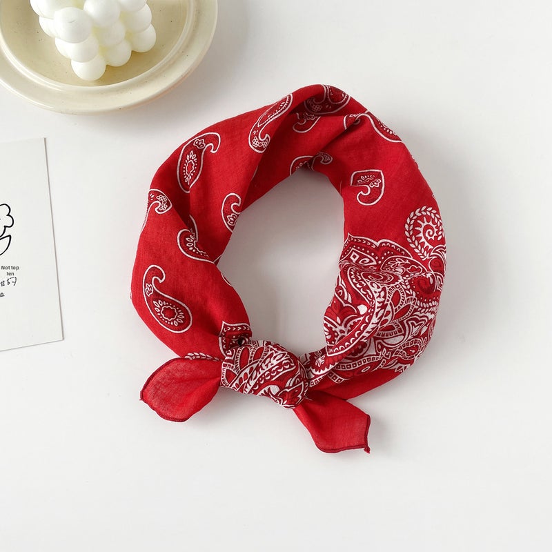 Korean Order Cotton Scarf for Ladies Spring Summer Sweet Style Printed ShawlQM5801-Cashew Red QM5801-Cashew Red