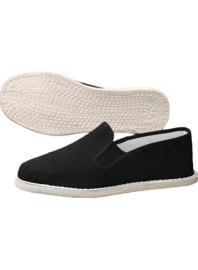 IQGD Traditional Cloth Shoes For Men, Old Beijing Style, Casual Low-Top, Thousand-Layer Sole, Slip-On Elderly Shoes 012, Black, Size 44 - Image 1