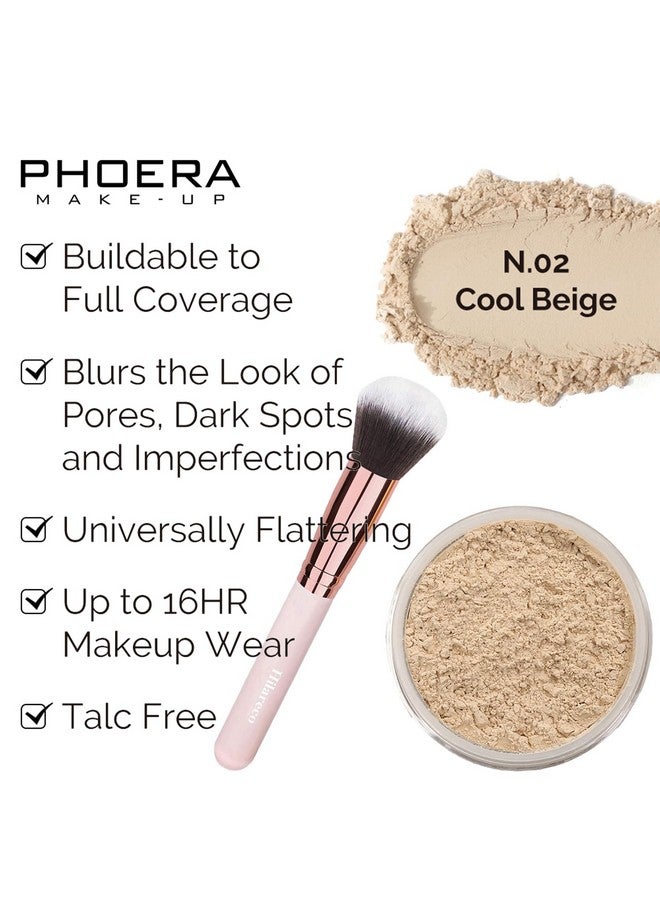 Hilareco PHOERA Foundation,Full Coverage Foundation,PHOERA Primer,PHOERA Powder,PHOERA Concealer PHOERA Makeup Set, Kabuki Makeup Brushes Foundation Brush Powder,2 Makeup Sponge (102 Nude + 103 Warm peach) - Image 3