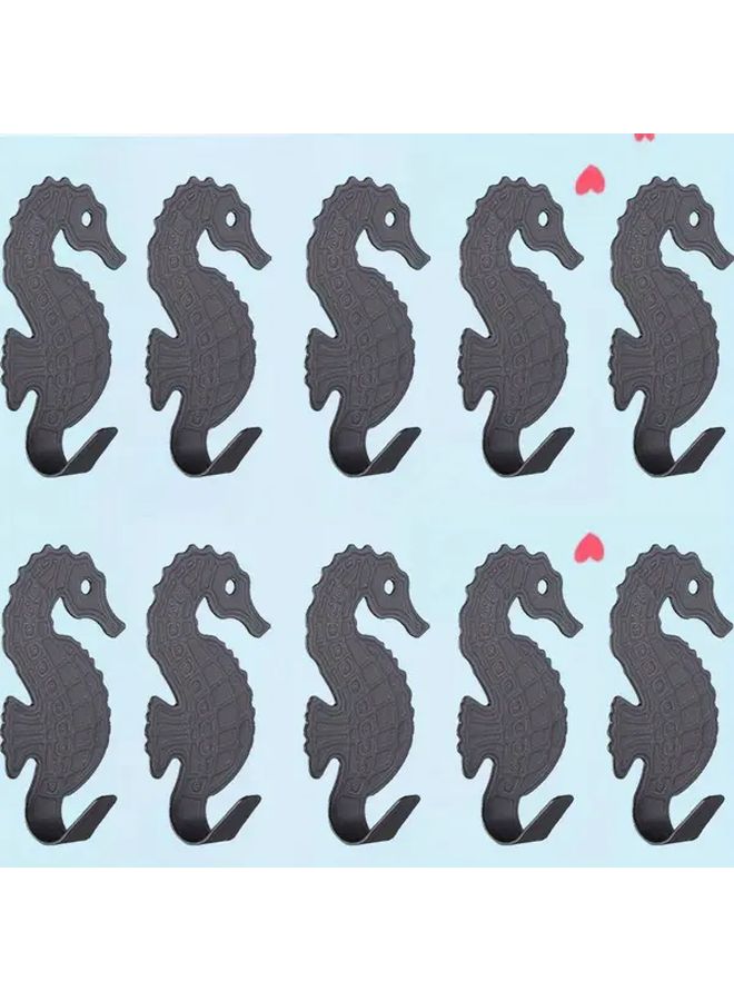 10pcs Gray Heavy Duty Wall Hooks Strong Adhesive No Drill Installation for Bathroom Kitchen - Image 1