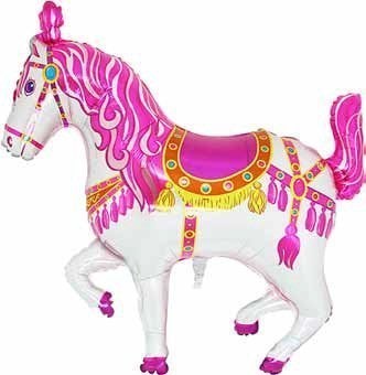 GRABO Toyland 88cm 35 Pink CircusCarouselCarnival Horse Shaped Foil Balloon  Childrens Party Balloon