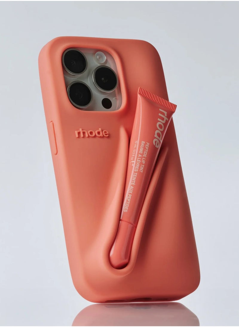 rhode Silicone Lip Holder for Cell Phone, Lip Gloss Adhesive Sleeve for Phone, Lip Holder Stick-on Phone Case, Back Stick On Holder for iPhone 14 Pro Max （PEACH PIT）  - Image 1