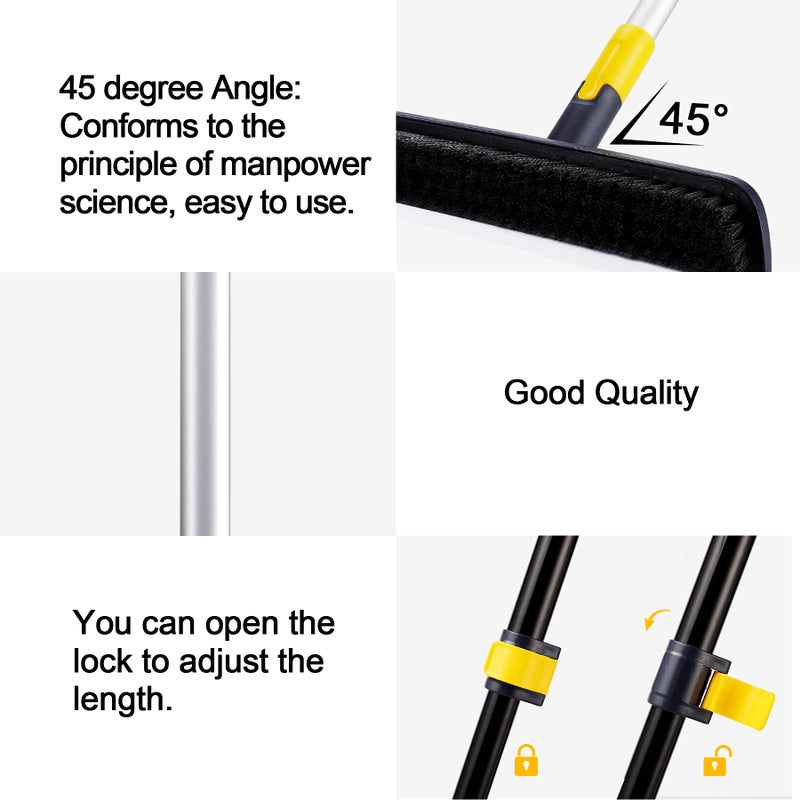 Yocada Floor Scrub Brush Telescopic Handle 2 in 1 Scrape Brush Stiff Bristle Shower Scrubber for Cleaning Patio Bathroom Garage Kitchen Wall Deck Tub Tile 55.9 inch Tall - Image 5