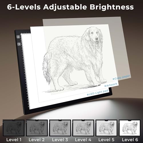 Bylitodt Rechargeable A3 Light Pad, Diamond Art Light Board, 16.7x13.5 inch Lightbox for Tracing and Drawing with 3 Colors & 6 Brightness, Tracing Pad for Weeding Vinyl, Diamond Painting Accessories - Image 3