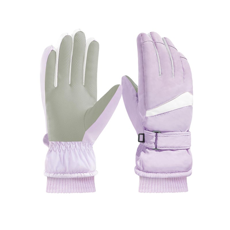 Feelorna Women Ski Gloves, Windproof Thermal Touchscreen Gloves Waterproof Winter Warm Snow Glove for Skiing Cycling Outdoor Sports (Purple) - Image 1