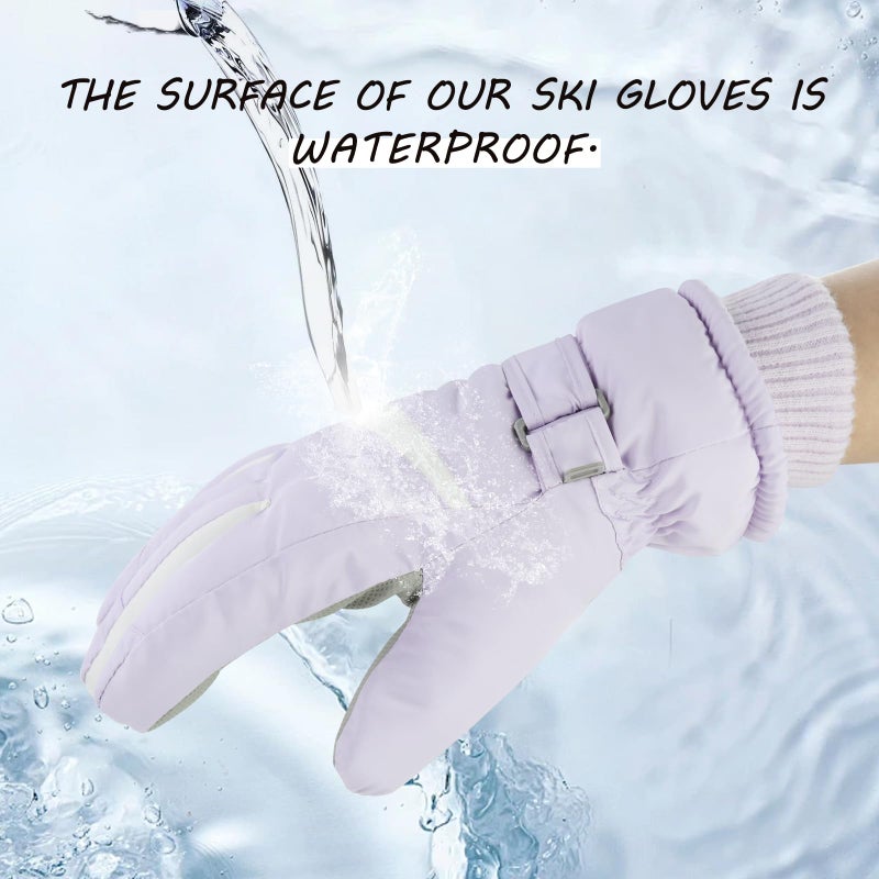 Feelorna Women Ski Gloves, Windproof Thermal Touchscreen Gloves Waterproof Winter Warm Snow Glove for Skiing Cycling Outdoor Sports (Purple) - Image 5
