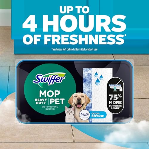 Swiffer Sweeper Pet Heavy Duty Multi-Surface Wet Cloth Refills for Floor Mopping and Cleaning, Fresh scent, 16 count, Pack of 2 - Image 5