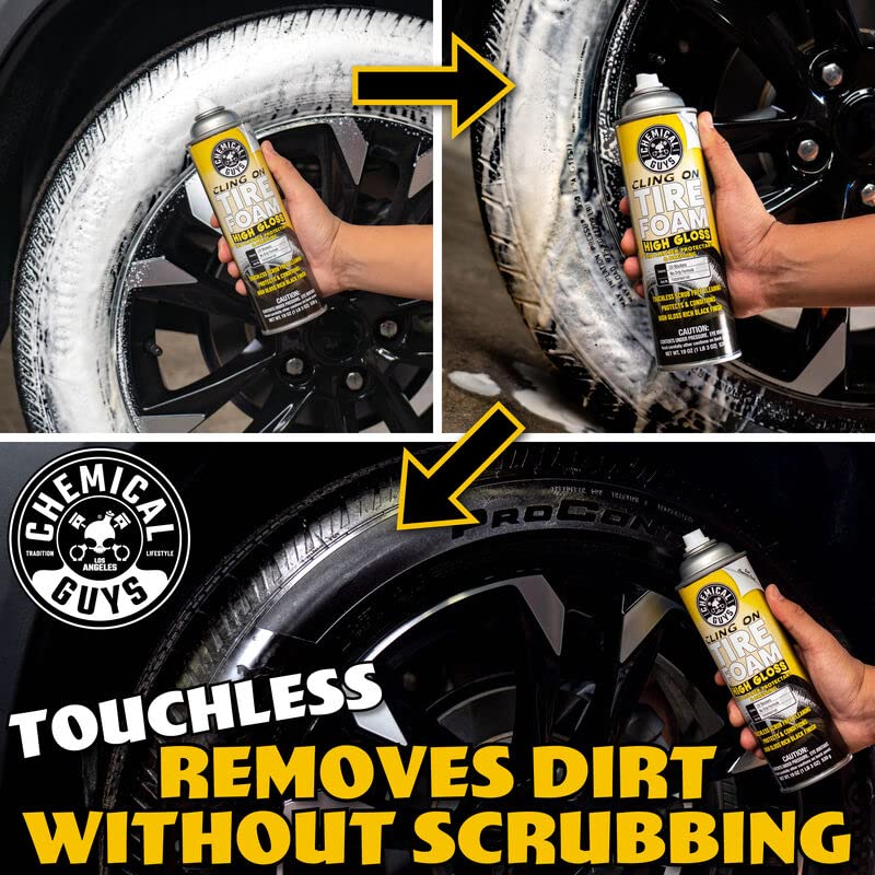 Chemical Guys TVDSPRAY103 Cling On Tire Foam High Gloss 3 in 1 Cleaner, Protectant, & Dressing, Works on Cars, Trucks, SUVs, Motorcycles, RVs & More, 16 fl oz - Image 4