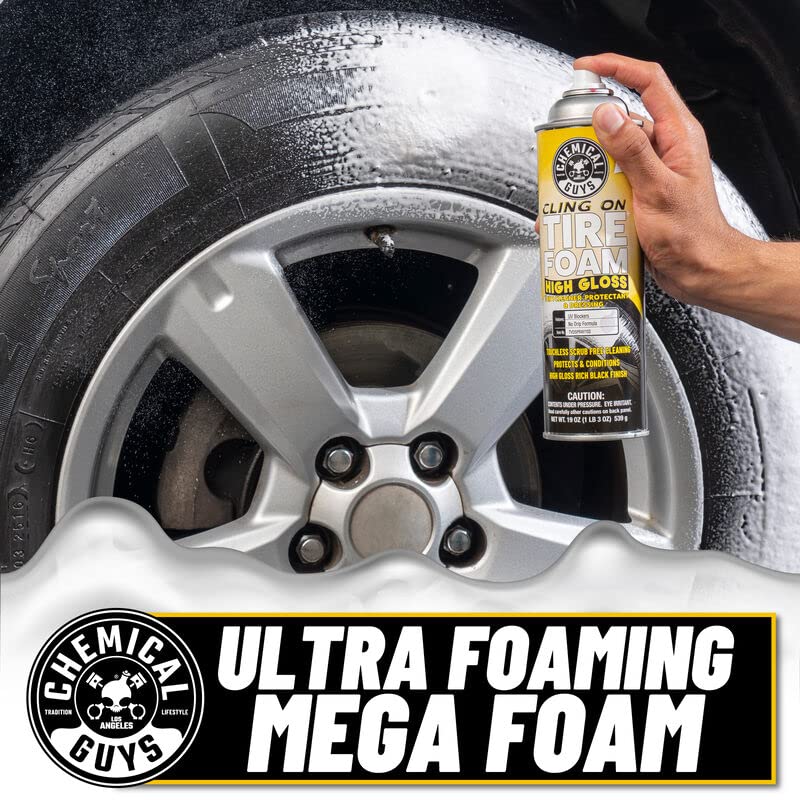 Chemical Guys TVDSPRAY103 Cling On Tire Foam High Gloss 3 in 1 Cleaner, Protectant, & Dressing, Works on Cars, Trucks, SUVs, Motorcycles, RVs & More, 16 fl oz - Image 3