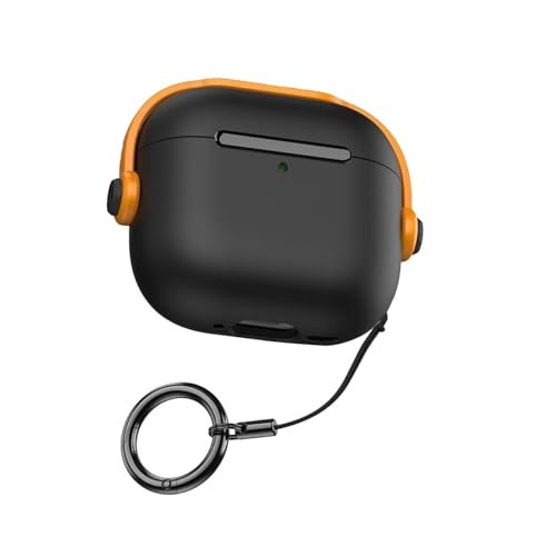 NEWTECHNO Antilost Lid Case Shell for Airpods 4 | Full Protection Case with Lanyard Compatible for Airpods 4 with Active Noise Cancellation(ANC) 2024 with carabaner Yellow - Image 1