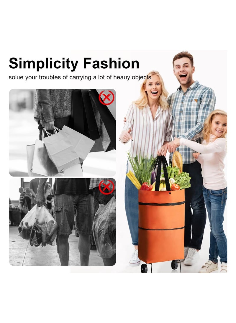 SYOSI - Shopping Trolleys Shopping Bag with Wheels Portable Trolley Bags Grocery Cart Hand Pulling Utility with Hand Straps Folding Shopping Cart Reusable Collapsible Trolley - Image 1
