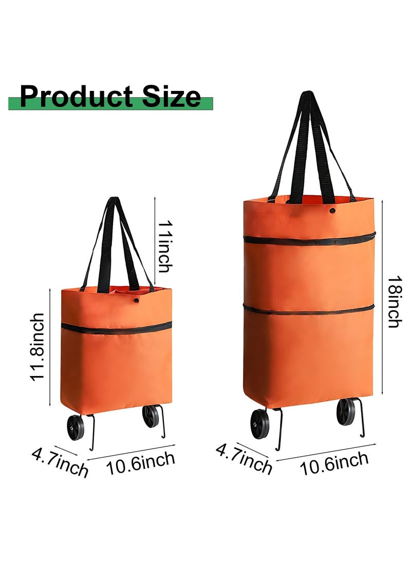 SYOSI - Shopping Trolleys Shopping Bag with Wheels Portable Trolley Bags Grocery Cart Hand Pulling Utility with Hand Straps Folding Shopping Cart Reusable Collapsible Trolley - Image 1