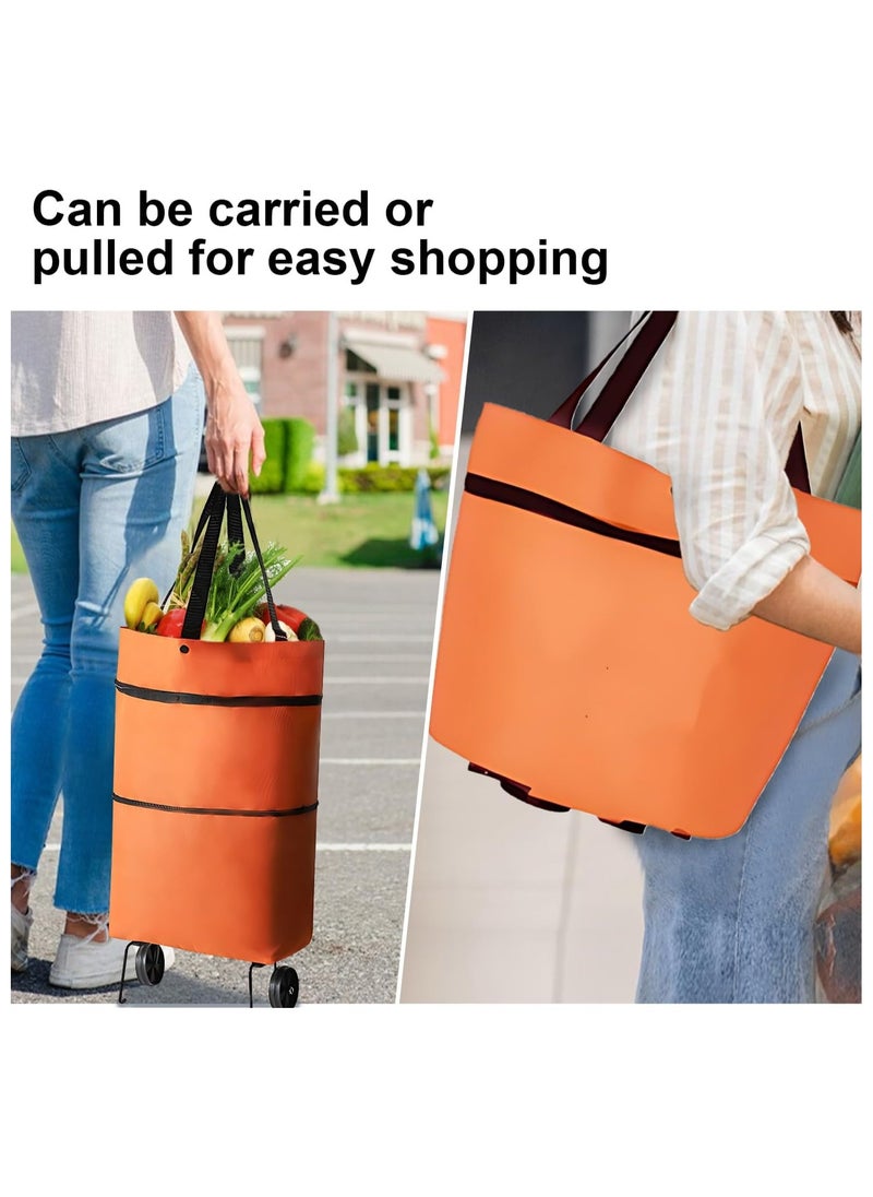 SYOSI - Shopping Trolleys Shopping Bag with Wheels Portable Trolley Bags Grocery Cart Hand Pulling Utility with Hand Straps Folding Shopping Cart Reusable Collapsible Trolley - Image 1