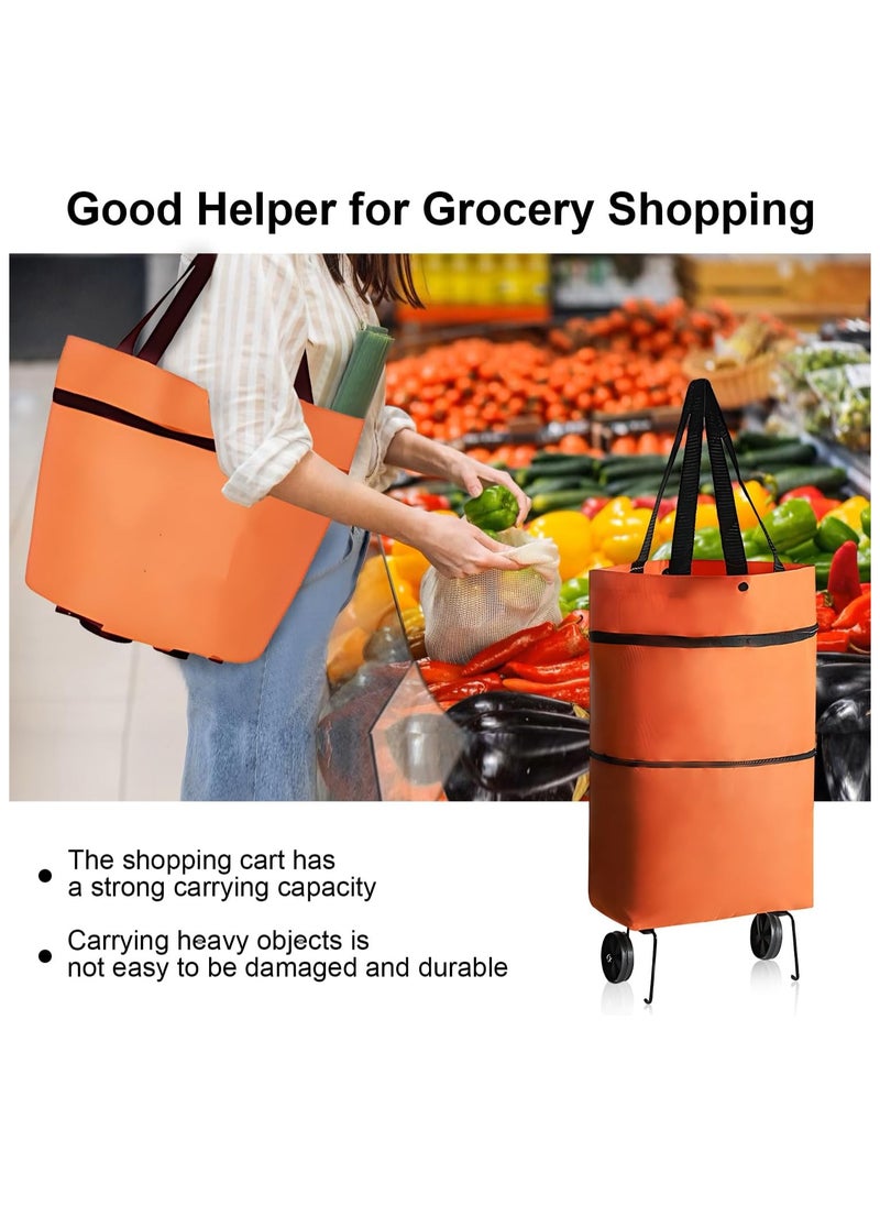 SYOSI - Shopping Trolleys Shopping Bag with Wheels Portable Trolley Bags Grocery Cart Hand Pulling Utility with Hand Straps Folding Shopping Cart Reusable Collapsible Trolley - Image 1