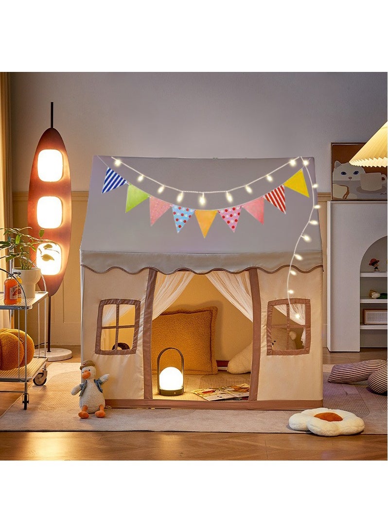 ESSEN - Kids Play Tent House Toddler Indoor Outdoor Play House Tent Washable Foldable with LED Star Light Banner Windows Reading Corner Activity Center Toys for Boys Girls - Large - Image 1