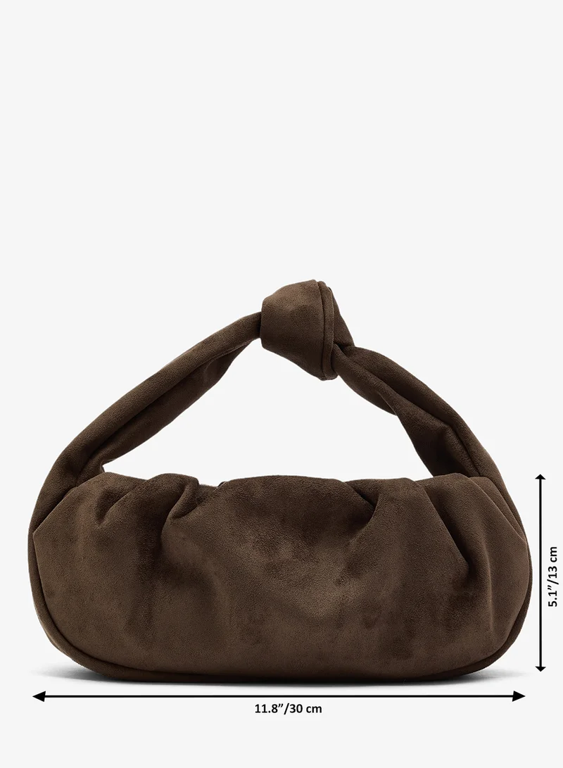 ELLA Brown Suede Knot Handle Shoulder Bag for Women | Best Price UAE
