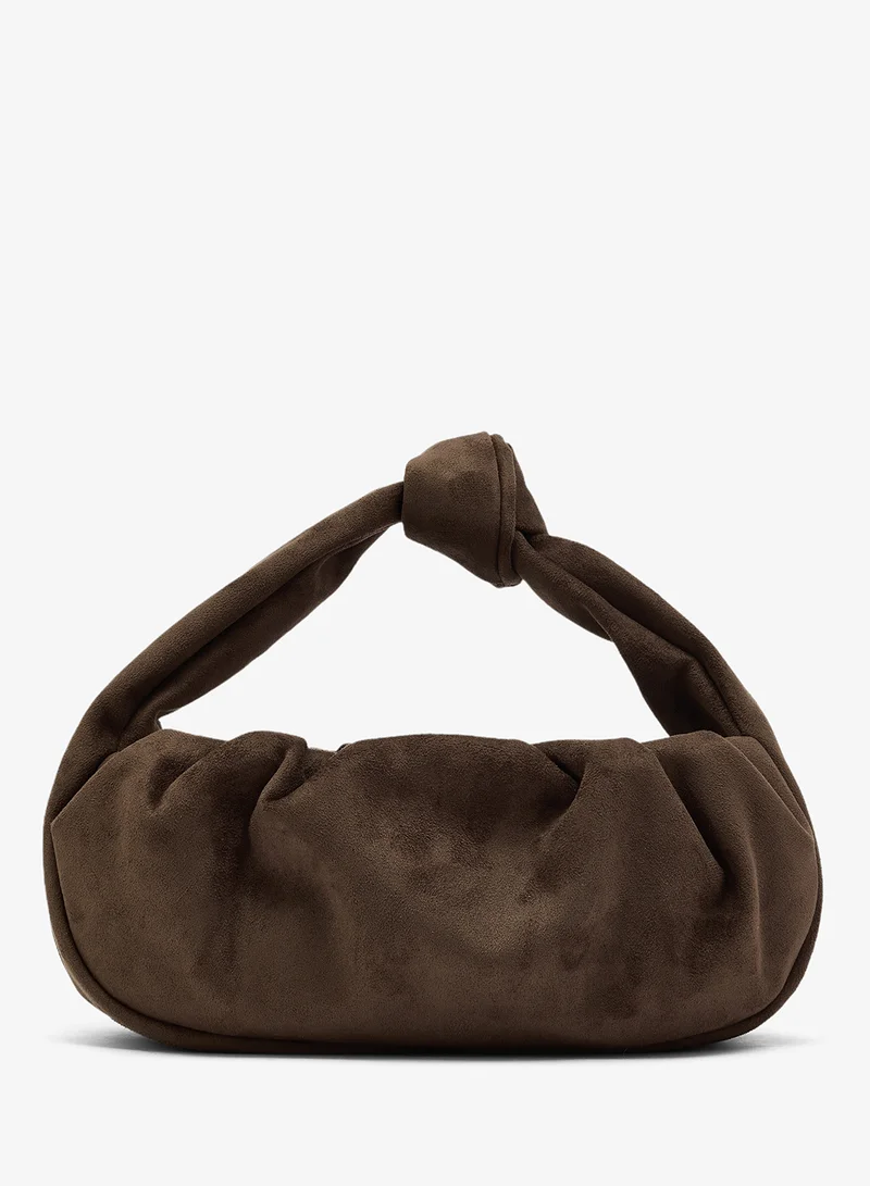 ELLA Suede Knot Handle Shoulder Bag