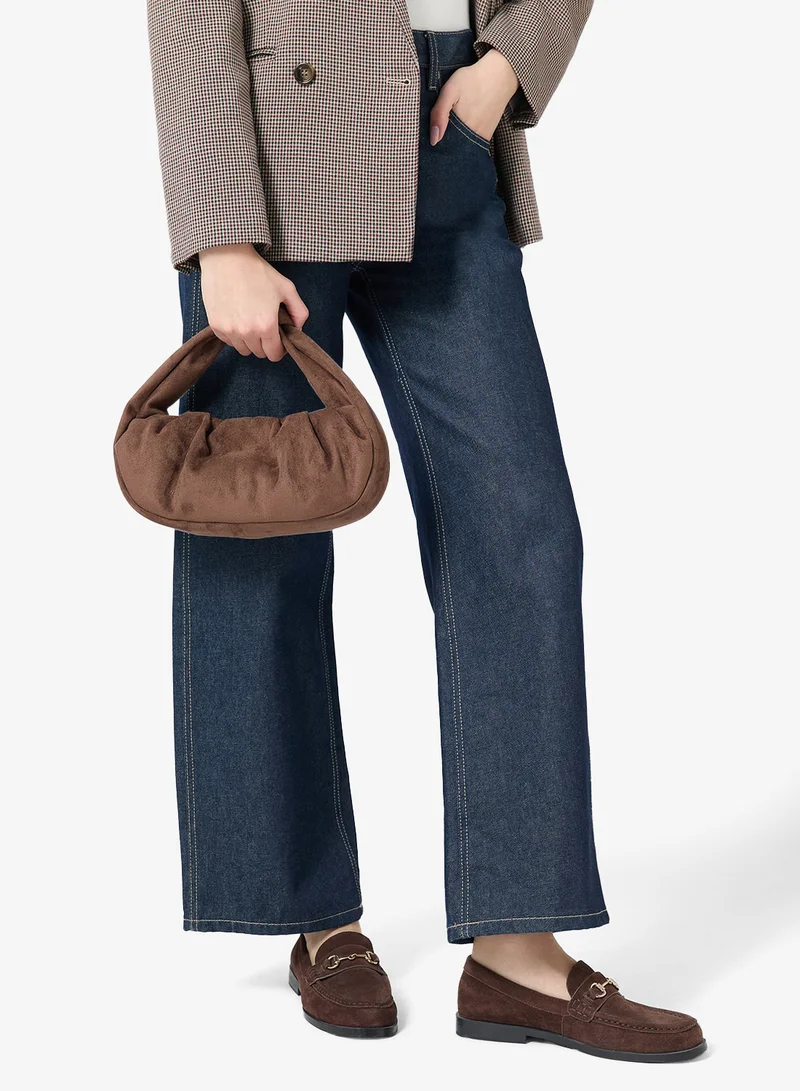 ELLA Brown Suede Knot Handle Shoulder Bag for Women | Best Price UAE