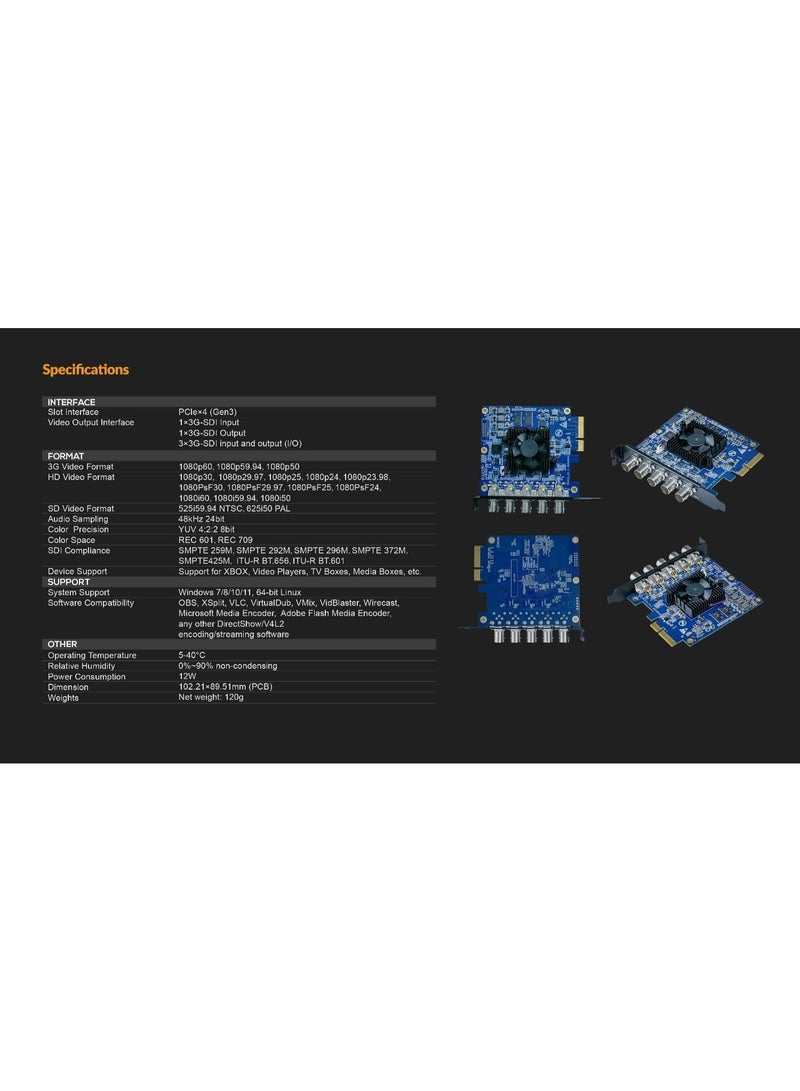 AVMATRIX VP51 5-Channel SDI PCIe Capture and Playback Card HD 1080p60 Video SDI Input Output Windows Linux Compatible - Image 3