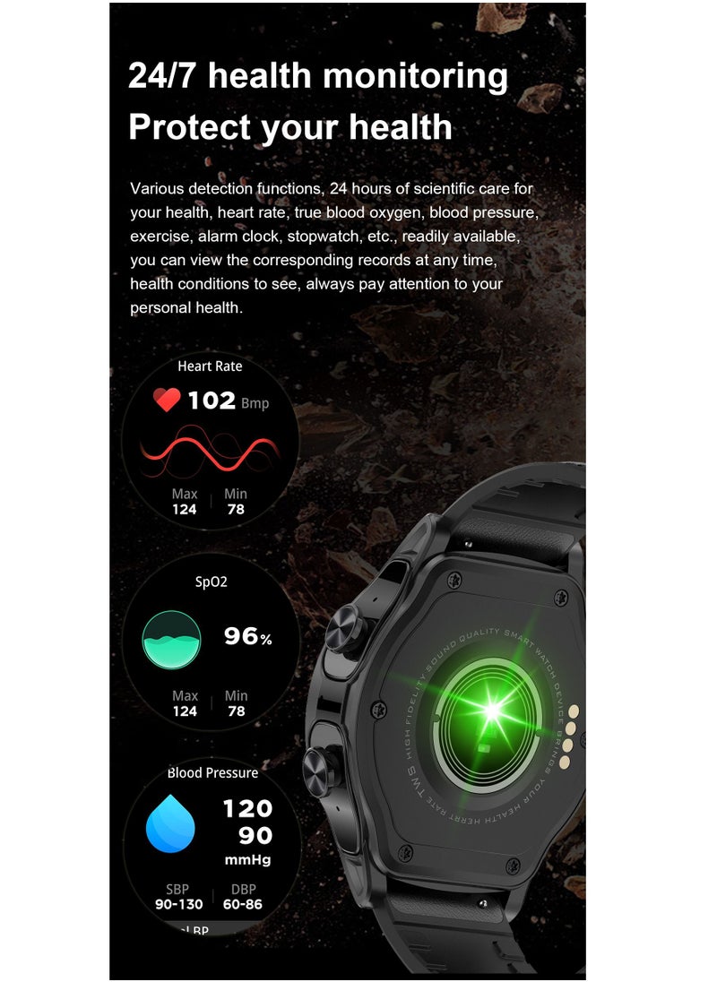 AROAQ - GT66 Smart Watch with TWS Earphones NFC Music Control 1.39 HD Screen Bluetooth Call Healthy Monitoring 100+ Sports Modes - Image 1
