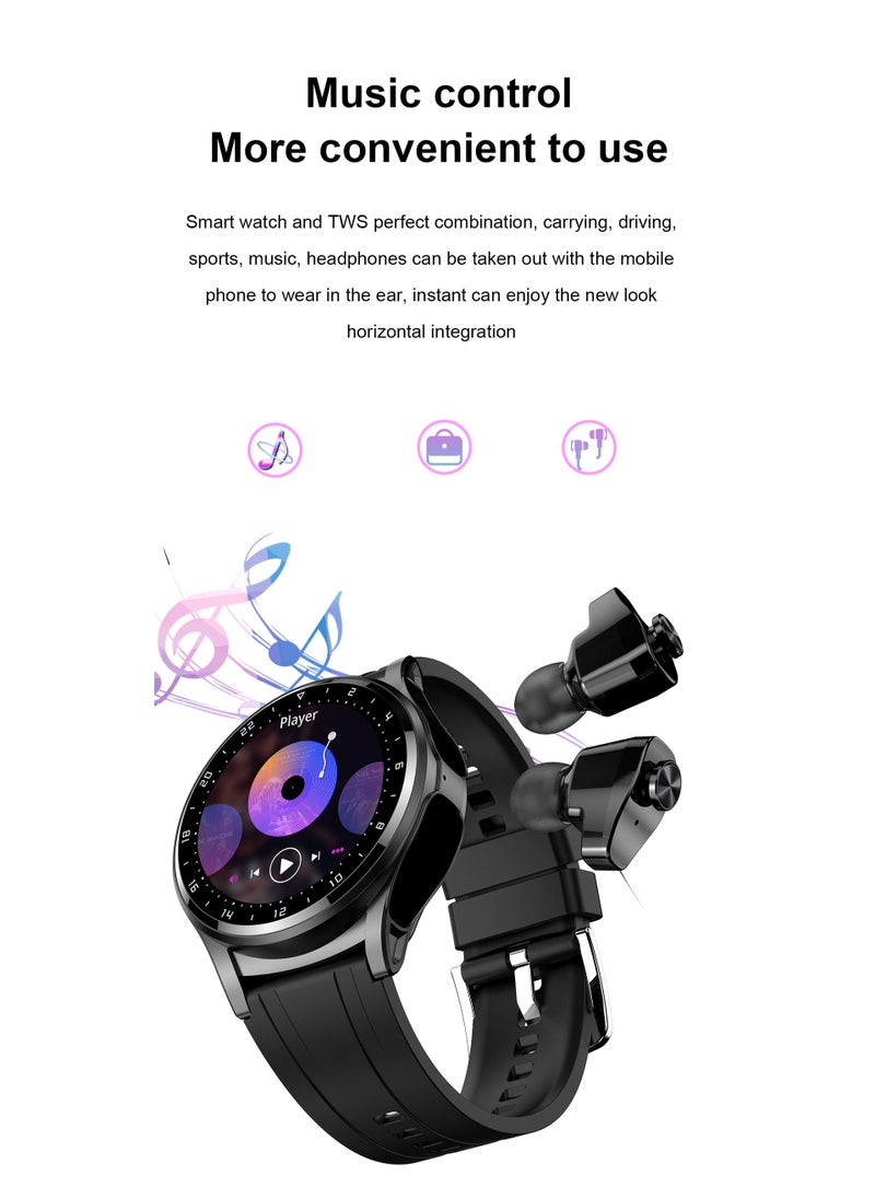 AROAQ - GT66 Smart Watch with TWS Earphones NFC Music Control 1.39 HD Screen Bluetooth Call Healthy Monitoring 100+ Sports Modes - Image 1