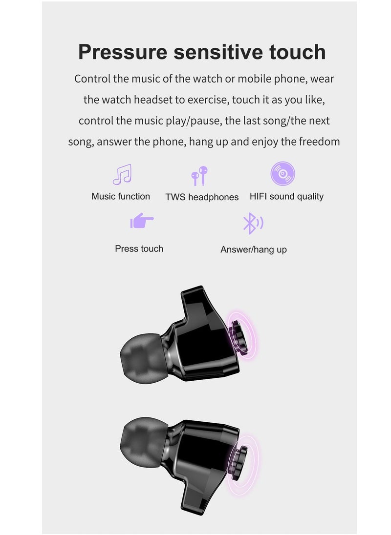 AROAQ - GT66 Smart Watch with TWS Earphones NFC Music Control 1.39 HD Screen Bluetooth Call Healthy Monitoring 100+ Sports Modes - Image 1