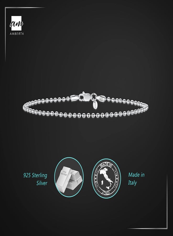 Amberta سوار سلسلة كرات 2 مم من الفضة الإسترلينية 925 بطول 7.5 بوصة / 19 سم (7.5) - Image 5