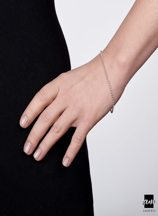 Amberta سوار سلسلة كرات 2 مم من الفضة الإسترلينية 925 بطول 7.5 بوصة / 19 سم (7.5) - Image 2