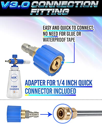MJJC Foam Cannon S V3.0 (Thicker Snow Foam Technology) with 1/4 Inch Quick Connector for Pressure Washer & MJJC Foam Soap(20 fl oz) Kit - Image 5