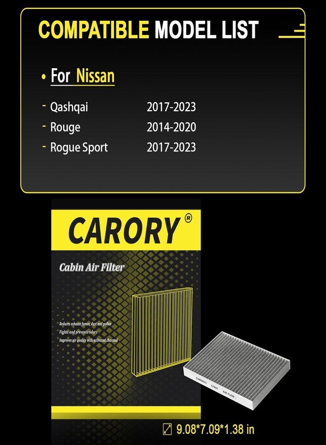 CARORY Cabin Air Filter w/Activated Carbon for 2017-2023 Nissan Qashqai, 2014-2020 Rogue, 2017-2023 Rogue Sport, 27277-4BU0A, 27277-4BA0A, 27277-5HA0A, CF11854 - Image 2