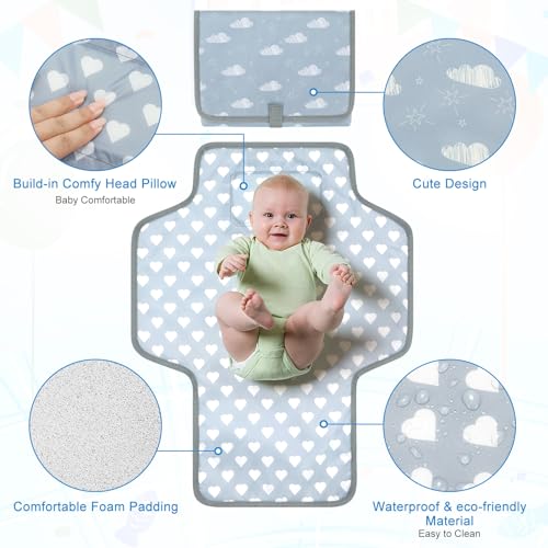 Accmor Portable Diaper Changing Pad, Waterproof Baby Changing Mat, Foldable Travel Diaper Changing Pads for Baby, Baby Essentials Shower Registry Gifts - Image 2