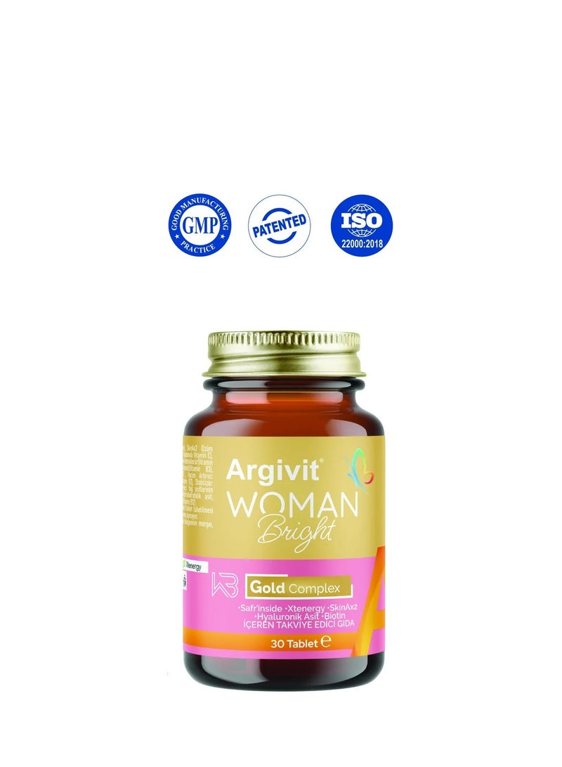 Argivit Women Bright Gold Complex: Advanced Skin, Hair, Nail, Energy Supplement - Image 3