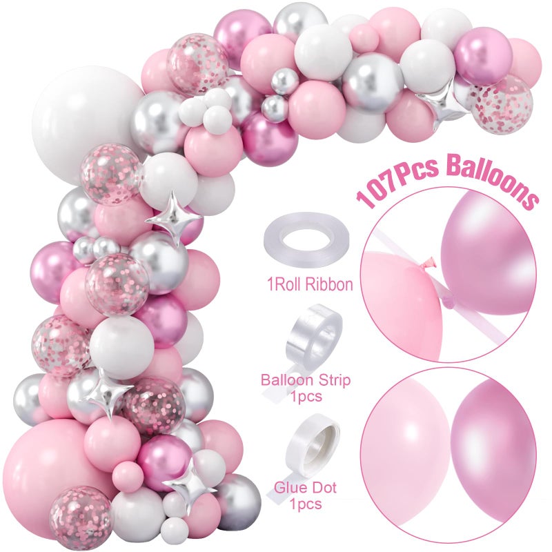 Winrayk 138Pcs Elephant Baby Shower Decorations Girl, Baby Boxes with Letters & Pink White Silver Balloon Arch & It's a Girl Backdrop Huge Foil Balloons, Birthday Party Supplies Girl Baby Shower Decor - Image 5