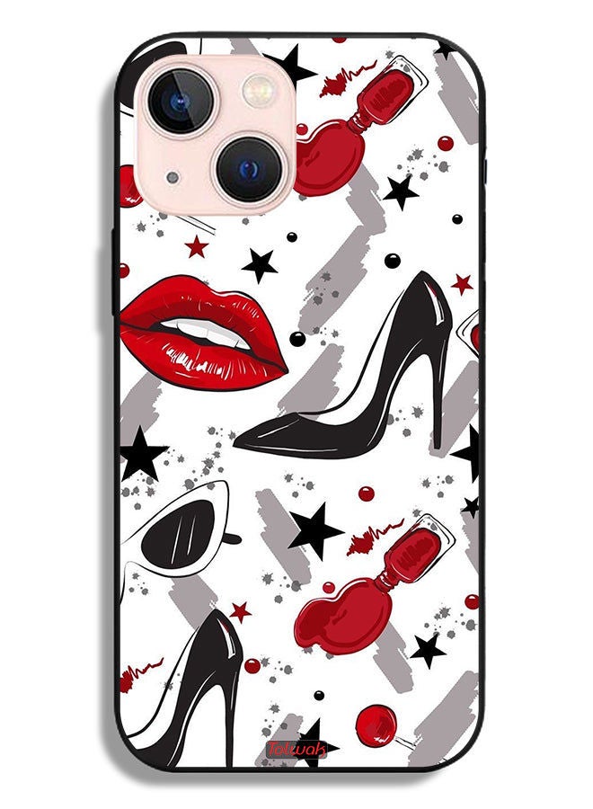 Tolwak Apple iPhone 13 mini Protective Case Lipstick And Shoes Art - Image 2