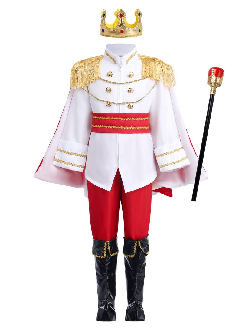 Prince Charming Cosplay Costume for Toddler Kid Medieval Royal Prince Jacket Pants Crown Dress Up Party Outfit For Boys - Image 1