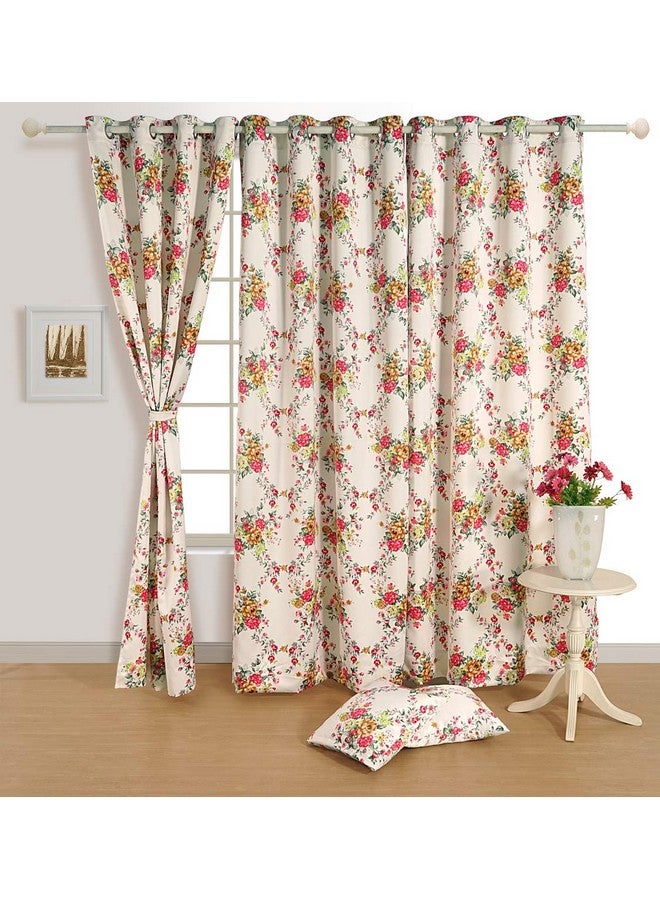 Swayam Cotton Floral Printed Eyelet Window Curtain (4 x 5 ft, Multicolour) (CURW-SIG-PRN-15002) - Image 1