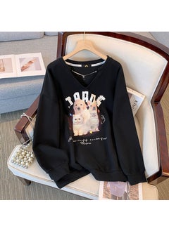 Plus Size Hoodie Sweet Design Spring 2024 Black (shipped within 10 days)