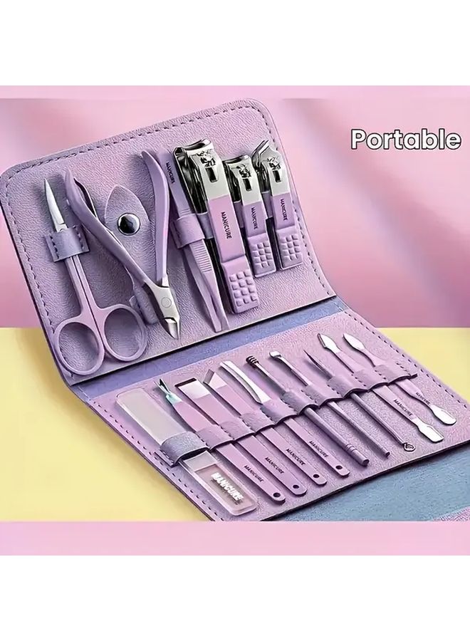 16 Pcs Blue Nail Trimming Tool Set With Travel Case Dead Skin Trimmer Pedicure Kit - Image 3