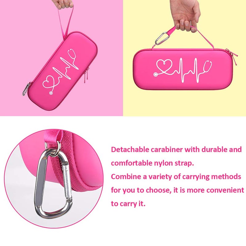 BOVKE Carrying Stethoscope Case for 3M Littmann Classic III Monitoring/Lightweight II S.E/Cardiology IV Diagnostic/MDF Acoustica Stethoscopes, Extra Pocket for Doctor & Nurse Accessories, Raspberry - Image 4