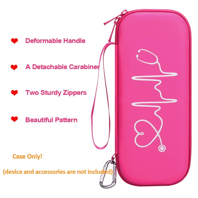 BOVKE Carrying Stethoscope Case for 3M Littmann Classic III Monitoring/Lightweight II S.E/Cardiology IV Diagnostic/MDF Acoustica Stethoscopes, Extra Pocket for Doctor & Nurse Accessories, Raspberry - Image 3
