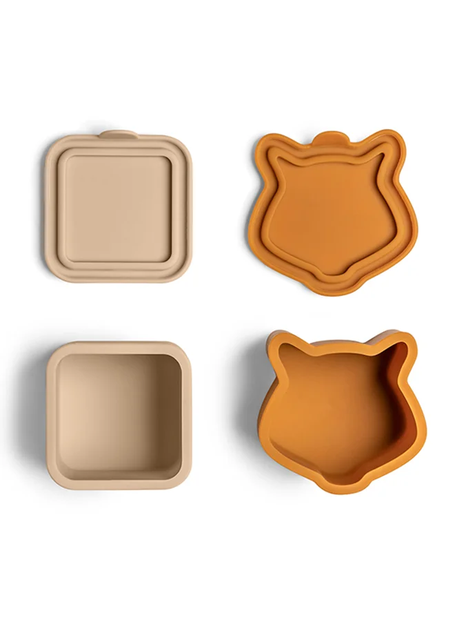 سترون Set Of 4 Silicone Lunchbox Organizers - Beige/Plum/Caramel