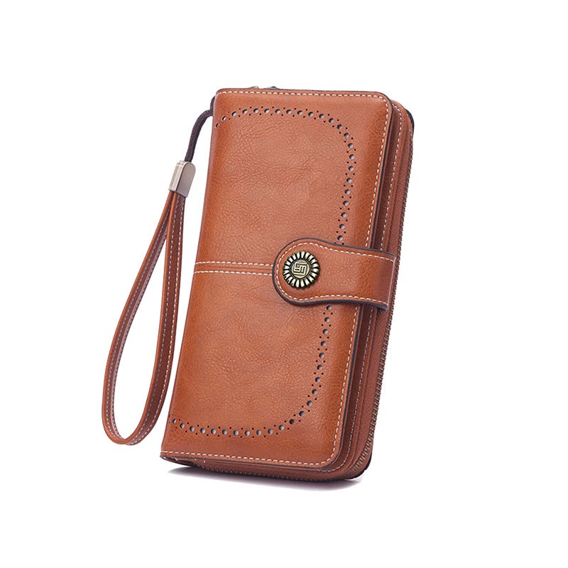 Waxed Leather Unisex Long Wallet with Card Slots - Image 4